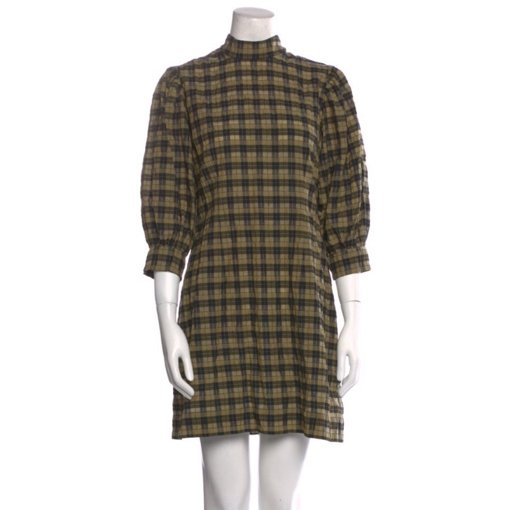 ganni plaid dress